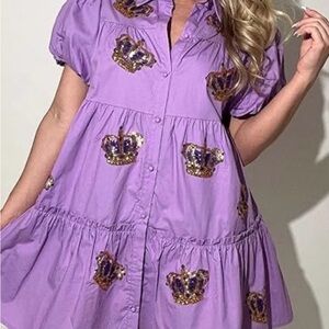 Mardi Gras light purple tiered crowns dress Medium